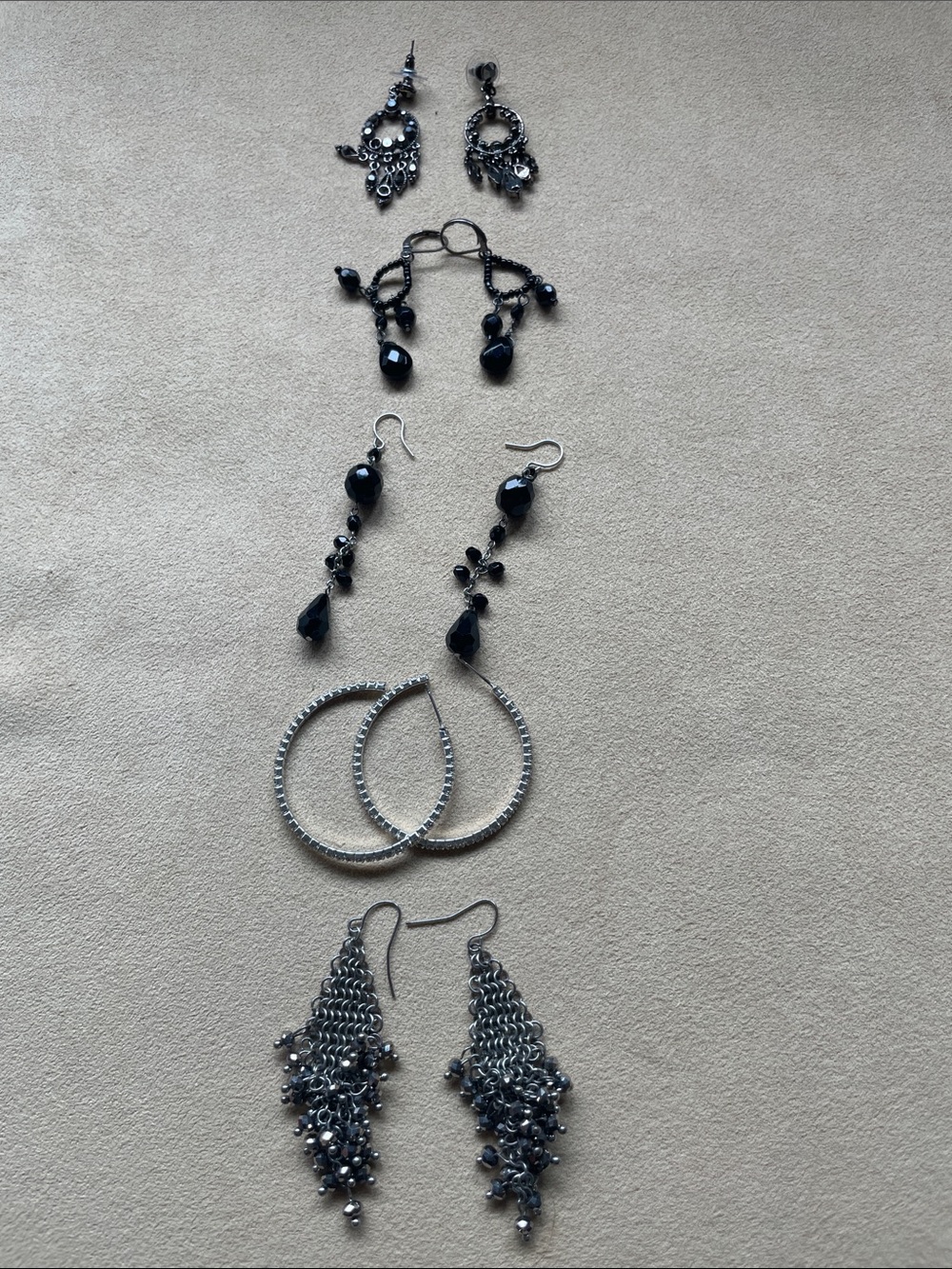 Black and Silver Mixed Earrings Set - Brand Unspecified